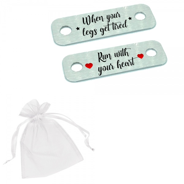 When Your Legs Get Tired Run With Your Heart Metal Brushed Steel Running Trainer Tags